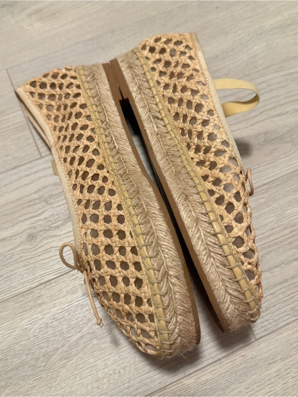 Loeffler randall ballet natural raffia crochet espadrille size 9